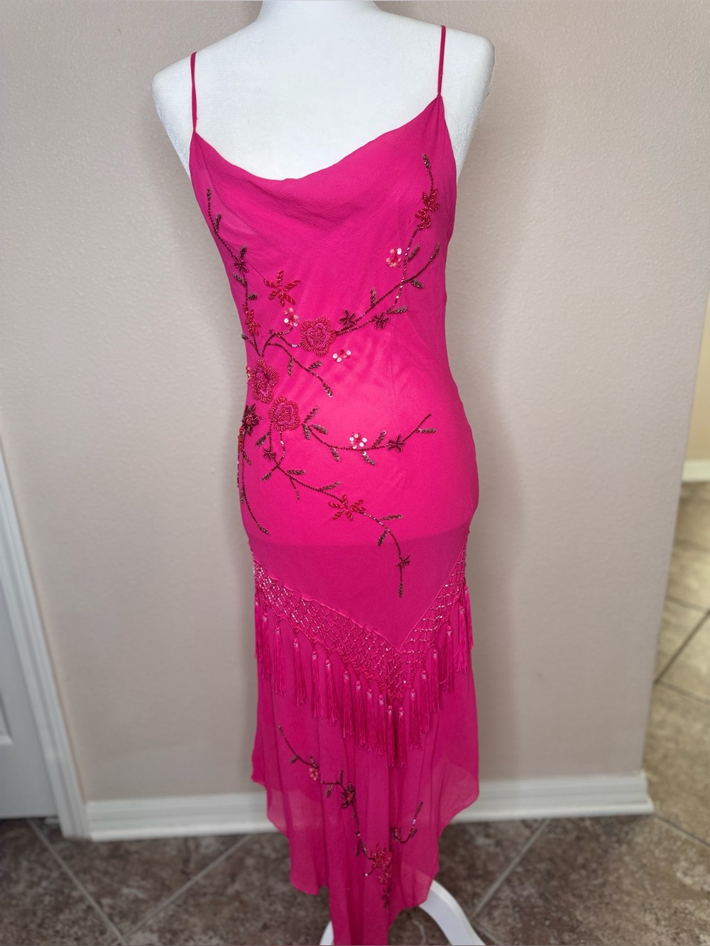 Cache pink fairy silk asymmetric vintage dress size 6 - Picture 13 of 16